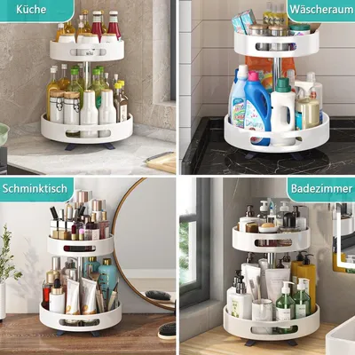 360° drehbarer Küchenkräuterorganizer - Weiß, Edelstahl, 2 Etagen