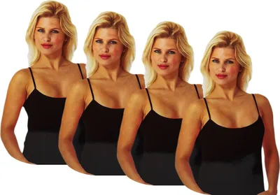 Produktbild von TEXEMP 2 bis 6 Damen Unterhemd Top Baumwolle Tank Shirt Lady Damentop Träger | B75 - Schwarz - 56/58 - 4 Stück