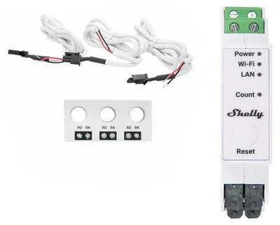 Productafbeelding van Shelly Relais "Pro 3EM-3CT63" WLAN/LAN stroommeter. Inclusief CT-meetfunctie, Bluetooth, montage op DIN-rail