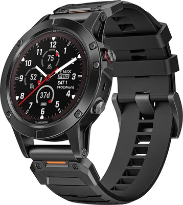 Produktbild von FFO2World Fluorkautschuk-Armband 26 mm – Kompatibel mit Garmin Fenix 5X/6X/7X/8 (51 mm) und Enduro 1/2/3 – QuickFit Uhrenarmband – Schwarz