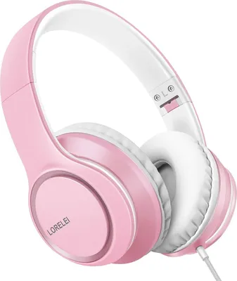 Produktbild von LORELEI X8 Over-Ear-Kopfhörer mit Mikrofon, 1,45 m verwicklungsfreie Nylonschnur, 3,5-mm-Stecker, leicht, faltbar, tragbar, für Smartphone, Tablet, Pc
