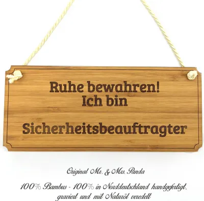 Produktbild von Mr. & Mrs. Panda Praxisschild Sicherheitsbeauftragter - Geschenk, Wegweiser, Landhaus, Werbeschild, Holzschild, Schild, Bachelor, Shabby, Türschild, Graviert, wandtafel