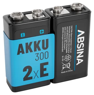 Two 9V batteries are shown side-by-side against a white background.