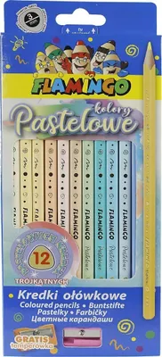 Produktbild von Dreieckige Bleistifte 12 Farben Pastell Flamingo