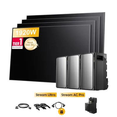 Produktbild von Balkonkraftwerk mit Speicher 5760Wh, EcoFlow Stream Ultra Speicher mit 2x Stream AC Pro,Smarten Zähler Sunpro 480W Solarmodule für Balkonkraftwerk