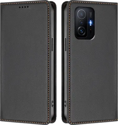 Produktbild von Handyhülle für Xiaomi 11T /Xiaomi 11T Pro, Kunstleder Klapphülle Stoßfeste Magnetische Hülle mit Ständer Schwarz