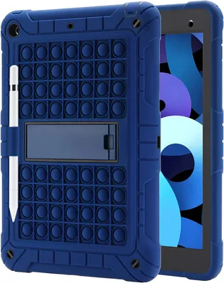 Produktbild von iPad 8 /7 Generation Hülle (iPad 10.2 Hülle 2020/2019) Push Pop iPad Hülle Stoßfeste Fallschutzhülle mit Stifthalter Kickstand Schultergurt(Blue)