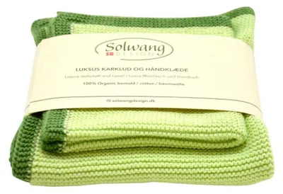 Produktbild von Solwang FRAME GRÜN 2er Set Wischtuch und Handtuch Baumwolle