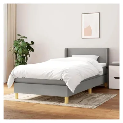 Produktbild von Lattenrost mit Matratze, hellgrau, 80 x 200 cm, Stoff, Plattformbett, mit Lattenhalter, einfache Montage für Schlafzimmer, Erwachsene