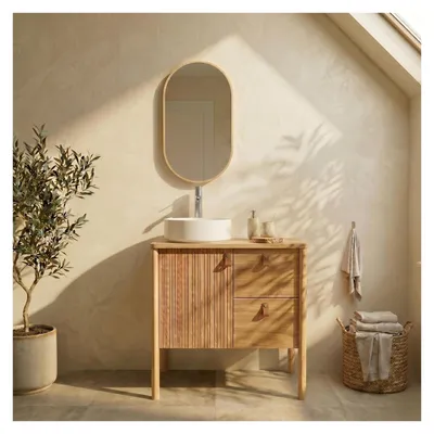 Immagine prodotto di Mobile lavabo 80cm con piedini impiallacciato rovere JOY