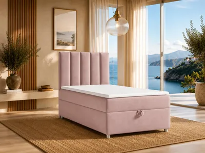 Produktbild von Best for Home Boxspringbett mit Bettkasten Trinity K10-SINGLE 100x200 Bonellfederkern inkl. Topper - Rosa, KI-generiertes Bild