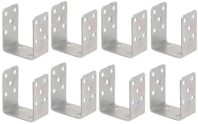 Produktbild von Aqbau 8er Set U-Pfostenträger zum Aufschrauben 90 mm – Pfostenanker aus verzinktem Stahl 4 mm, Bodenanker für Holzpfosten, für Zaun, Pergola, Terrasse