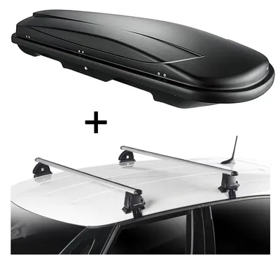 Produktbild von Dachbox VDPJUXT600 600 Liter abschließbar + Dachträger VDP EVO ALU kompatibel mit für VW Golf VII (5G) 5 Türer 2012-2020