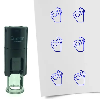 Immagine prodotto di Timbro CombiCraft OK gesto della mano rotondo 10 mm - inchiostro blu