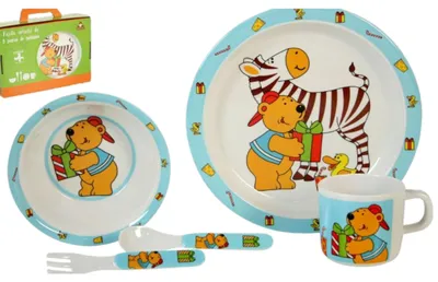 Produktbild von Solidchoice – Kinderteller-Set mit Bären und Zebra-Motiven