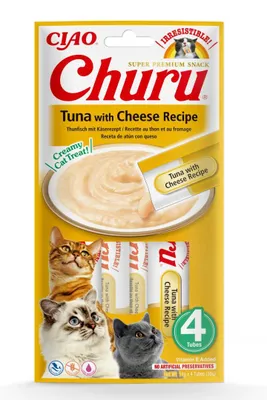 Zdjęcie produktu dla Inaba Cat Churu Tuna With Cheese 4x14g (56g) Kremowy Przysmak Dla Kota Pasta Z Tuńczykiem I Serem
