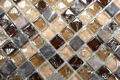 Produktbild von Handmuster Mosaikfliese Transluzent dunkelbeige Glasmosaik Crystal Stein emperador dunkel MOS92-1055_m