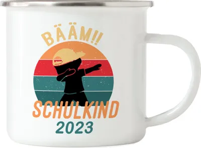 Produktbild von Bääm! Schulkind 2023 Emaille Tasse Einschulung Geschenkidee Schulanfang Schuleinführung Dab