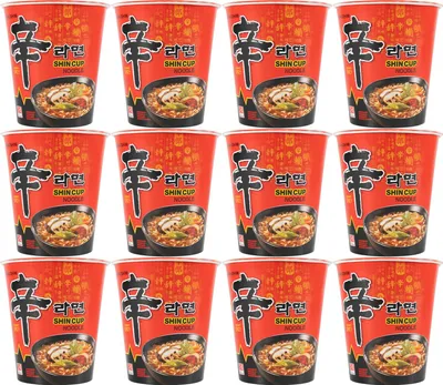 Produktbild von Nong Shim Instant Cup Nudeln Shin Ramyun 12x68g scharf