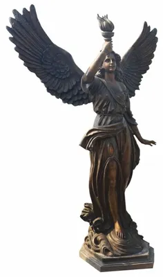 Image de Casa Padrino Art Nouveau Décoration Jardin Laiton Sculpture Ange avec Fakel droite Bronze H. 210 cm