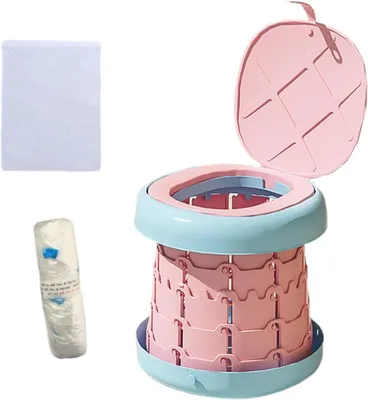 Image de Siège de toilette portable pour enfants - Pot de voyage - Pour l'apprentissage de la propreté - Design pliable - 25,8 x 26,8 cm - Rose
