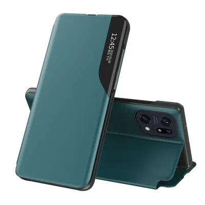 Obrázek produktu pro Flipové pouzdro pro OPPO Find X5 Pro,Polyuretankůže pouzdro s okénkem a funkcí stojánku zelené