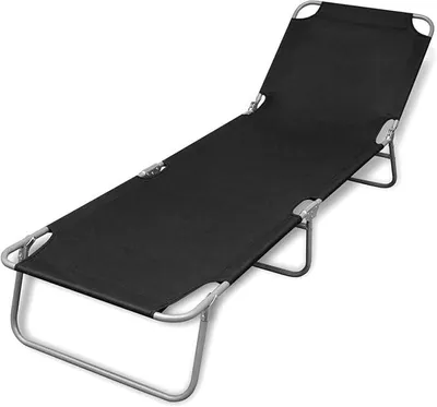 Produktbild von Klappbare Sonnenliege Gartenliege Relaxliege Strandliege Liegestuhl Balkonliege Freizeitliege Verstellbare Rückenlehne für Garten Balkon Terrasse Schwarz
