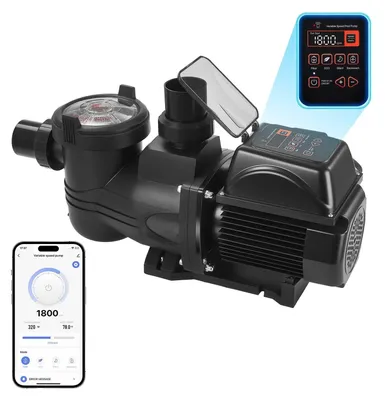 Zdjęcie produktu dla Pompa basenowa – pompa samozasysająca – wydajność 30 000 l/h – moc 1350 W – wysokość podnoszenia 16 m – regulowana prędkość obrotowa – timer – z koszem filtracyjnym do basenów naziemnych i wbudowanych