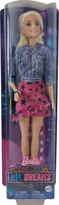 Immagine prodotto di Mattel GXT03 Barbie Big City, Big Dreams, pronta per il grande palcoscenico, con giacca di jeans e gonna a stelle rosa