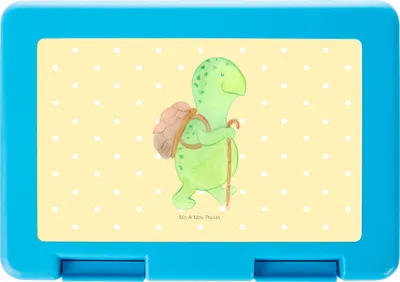 Produktbild von Mr. & Mrs. Panda Bento Box Schildkröte Wanderer - Gelb Pastell - Geschenk, Bentobox, Rucksack, Vorratsdose, Entpannt, Snackbox, Motivationssprüche, Schildkröten, Lunchbox