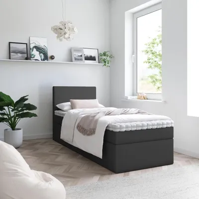 Produktbild von Bett Boxspringbett TOP MINI OHNE TOPPER , Bettkästen - Einzelbett, Stauraum, Schlafzimmer,Polsterbett (80x200, Schwarz - ITAKA 15)