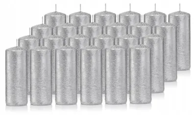 Image de Drobo Lot de 24 Bougies Cylindriques Argentées 10 cm