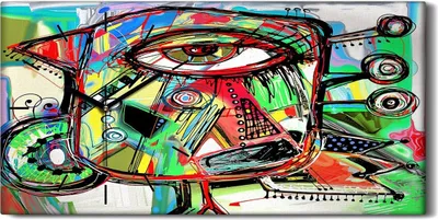 Produktbild von Wanduhr Bürouhr Leinwand Bild Kunstdruck 60x30 Kunstwerk von Gekritzelvogel - schwarze Hände