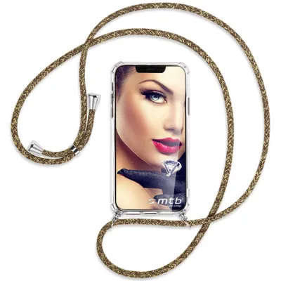 Produktbild von Handykette Backcover-Schutzhülle mit Band (Metall silberfarben) für Xiaomi Xiaomi Redmi Note 14 Pro 4G - braun+beige