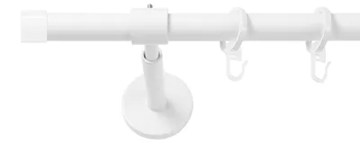 Produktbild von SN Deco Gardinenstange Brest, 19 mm, 1-läufig, Stahl, Komplett-Set mit Ringen, geschlossener Träger, 300 cm, weiß