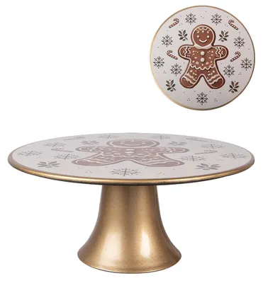 Immagine prodotto di Clayre & Eef Piatto da torta con piedistallo Ø 22x10 cm in plastica beige