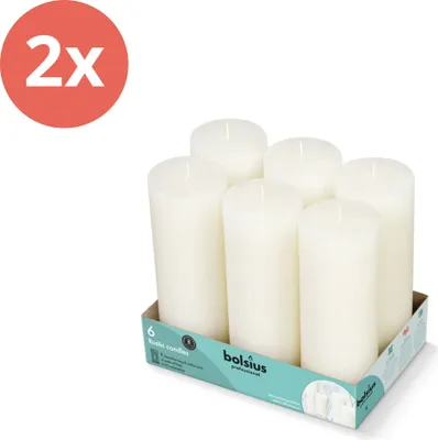 Zdjęcie produktu dla Bolsius - Rustykalne świece filarowe 190/68 - 6 sztuk w opakowaniu - Soft Pearl - Value pack - 12 sztuk - 2 opakowania