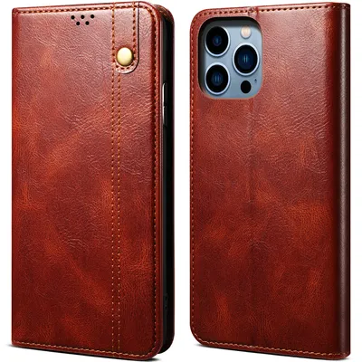 Obrázek produktu pro Pouzdro pro iPhone 15 Pro kožené flip pouzdro peněženka s funkcí stojánku červené