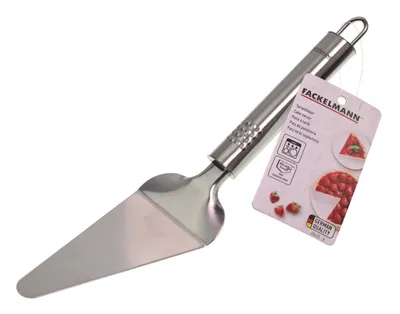 Obrázek produktu pro Fackelmann zvedák na dorty OVALGRIFF, kuchyňské náčiní z vysoce kvalitní nerezové oceli, nerezavějící zvedák na dorty, zvedák na dorty s praktickou rukojetí (barva: stříbrná)