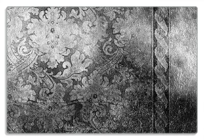 Produktbild von Wallario Frühstücksbrettchen aus Glas 20 x 30 cm mit rutschfesten Füßen, Motiv Schnörkelmuster in grau