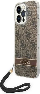 Produktbild von Guess GUOHCP14LH4STW iPhone 14 Pro 6.1  braun / braun Hardcase 4G Print Strap Handyhülle