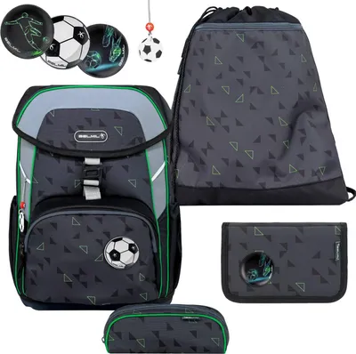 Produktbild von Belmil Maxi ergonomisches Schulranzen-Set 5-teilig "Striker X" mit Brustgurt und Hüfgurt, Magnetverschluss, Patch Set 3 Stck