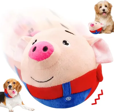 Produktbild von Interaktive Plüschfigur für Haustiere - sprechendes und bewegendes Hundespielzeug - gegen Langeweile - Trainingsball für kleine und mittelgroße Hunde (Schwein)