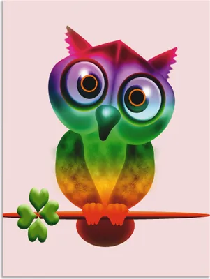 Produktbild von ARTland Wandbild Alu für Innen & Outdoor Bunte Eule Größe: 60x80 cm