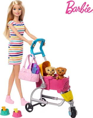 Produktbild von Mattel GHV92 Barbie Hundebuggy Spielset mit Puppe (blond)