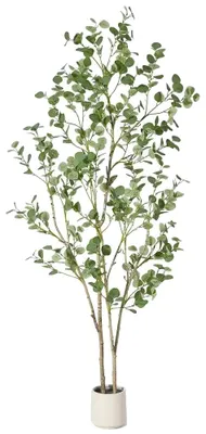 Immagine prodotto di Albero di eucalipto artificiale, foglie realistiche, decorazione versatile, verde, 210 cm