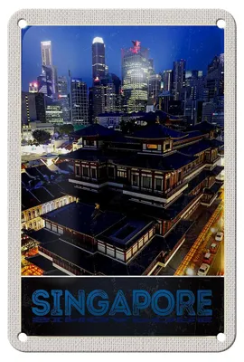 Produktbild von Blechschild Reise 12x18cm Singapur Stadt Asien Hochhaus Indien Schild