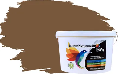 Produktbild von RyFo Colors Bunte Wandfarbe Manufakturweiß Dunkelbraun 10l - weitere Braun Farbtöne und Größen erhältlich, Deckkraft Klasse 1, Nassabrieb Klasse 1