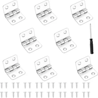 Produktbild von 8 Stück Scharniere Klappbar, 40x60mm Edelstahl Scharnier mit Schrauben Schwerlast Türscharniere Klavierband Scharnier für Holztüren Fenster Außen Innentüren Schränke Gartentüren