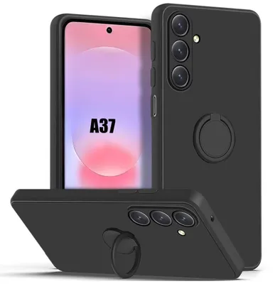 Image de Coque pour Samsung Galaxy A37 5G, Protection Silicone Noir Anti-Rayures avec Anneau Rotatif